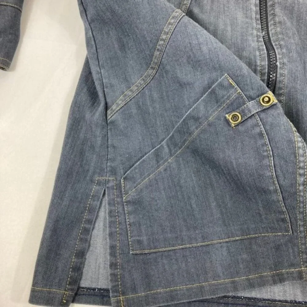 Womens‎ Vintage Highlights Chambray Jean Zip Jacket Blue M